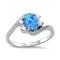 925 Sterling Silver Opal Ring With CZs.