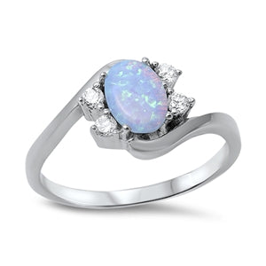 925 Sterling Silver Opal Ring With CZs.