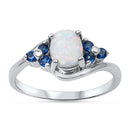 925 Sterling Silver Opal Ring With CZs.