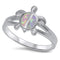 925 Sterling Silver Turtle Ring With Opal Inlay