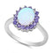 925 Sterling Silver Ring With Opal & Amethyst CZ
