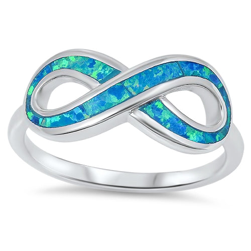 925 Sterling Silver Infinity Ring With Opal Inlay
