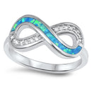 925 Sterling Silver Infinity Ring With Opal Inlay With CZs
