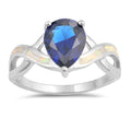 925 Sterling Silver Ring With Water Drop CZ & Opal Inlay