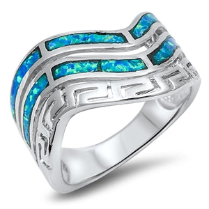 925 Sterling Silver Spiral Ring With Opal Inlay