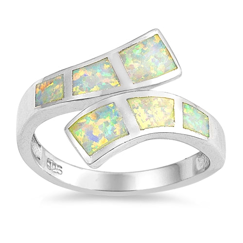 925 Sterling Silver Adjustable Opal Ring - Wrap Around Style