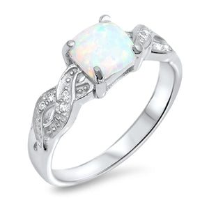925 Sterling Silver Ring With White Opal - Infinity Band