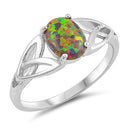 925 Sterling Silver Celtic Ring With Opal
