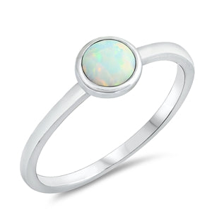 925 Sterling Silver Ring With Small Round Opal