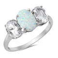 925 Sterling Silver Triple Opal Ring