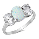 925 Sterling Silver Triple Opal Ring