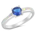 925 Sterling Silver Ring With CZ and Opal Inlay