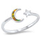 925 Sterling Silver Moon & Star Ring With Opal Inlay