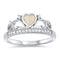 925 Sterling Silver Crown Ring With Opal Heart