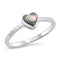 925 Sterling Silver Heart Ring With Onyx, Abalone, or Opal