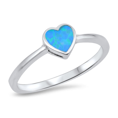 925 Sterling Silver Heart Ring With Onyx, Abalone, or Opal