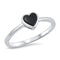 925 Sterling Silver Heart Ring With Onyx, Abalone, or Opal