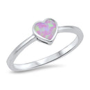 925 Sterling Silver Heart Ring With Onyx, Abalone, or Opal