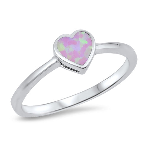 925 Sterling Silver Heart Ring With Onyx, Abalone, or Opal