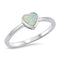 925 Sterling Silver Heart Ring With Onyx, Abalone, or Opal