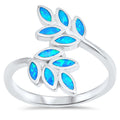 925 Sterling Silver Branch Of Leaves Ring With Opal Inlay