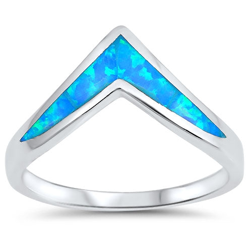 925 Sterling Silver Opal V Ring