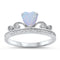 925 Sterling Silver Princess Crown Ring With Opal Heart