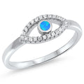 925 Sterling Silver Plumeria Eye Ring With Opal & CZ