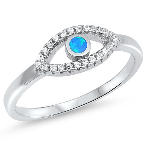 925 Sterling Silver All-Seeing-Eye Ring With Opal Inlay