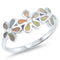 925 Sterling Silver Plumeria Ring With Created Opal Inlay