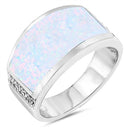 925 Sterling Silver Wide Opal Ring