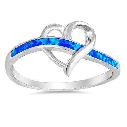 925 Sterling Silver Heart Ring With Opal Inlay