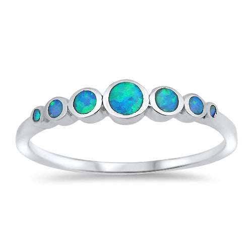 925 Sterling Silver Gradual Opals Ring