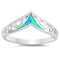 925 Sterling Silver V Ring With Opal Inlay