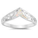 925 Sterling Silver V Ring With Opal Inlay