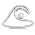 925 Sterling Silver Wave Ring With Small Round Opal