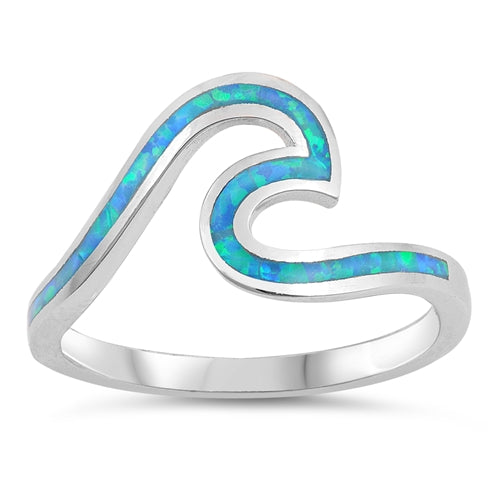 925 Sterling Silver Opal Wave Ring