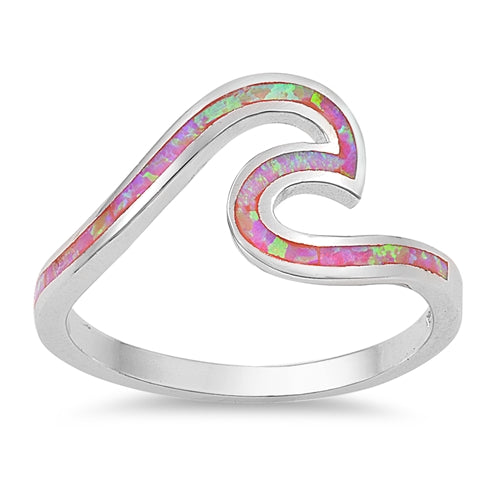 925 Sterling Silver Opal Wave Ring