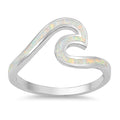 925 Sterling Silver Opal Wave Ring