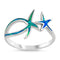 925 Silver Starfish Ring With Blue Opal Inlay