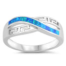 925 Sterling Silver Infinity Ring With Greek Key Design, White Opal Inlay