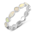 925 Sterling Silver 5mm White Opal Bands- Stackable