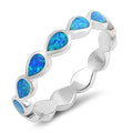 925 Sterling Silver 5mm Blue Opal Band- Stackable Ring