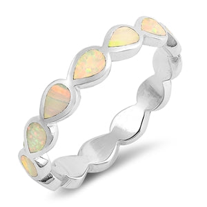 925 Sterling Silver 5mm Blue Opal Band- Stackable Ring