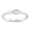 925 Sterling Silver Fish Ring With Opal Inlay