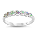 925 Sterling Silver Connected Hearts Ring With White Opal
