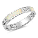 925 Sterling Silver 4mm Blue Opal Band- Stackable