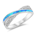 925 Silver Ring With Blue Opal Inlay & CZ