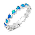 925 Sterling Silver Hearts Eternity Ring With White Opal Inlay- Stackable