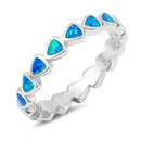 925 Sterling Silver Hearts Eternity Ring With White Opal Inlay- Stackable